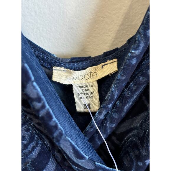 Ecote Anthropologie Burned Velvet Romper Womens Size Medium Blue Boho Chic New - Picture 5 of 6